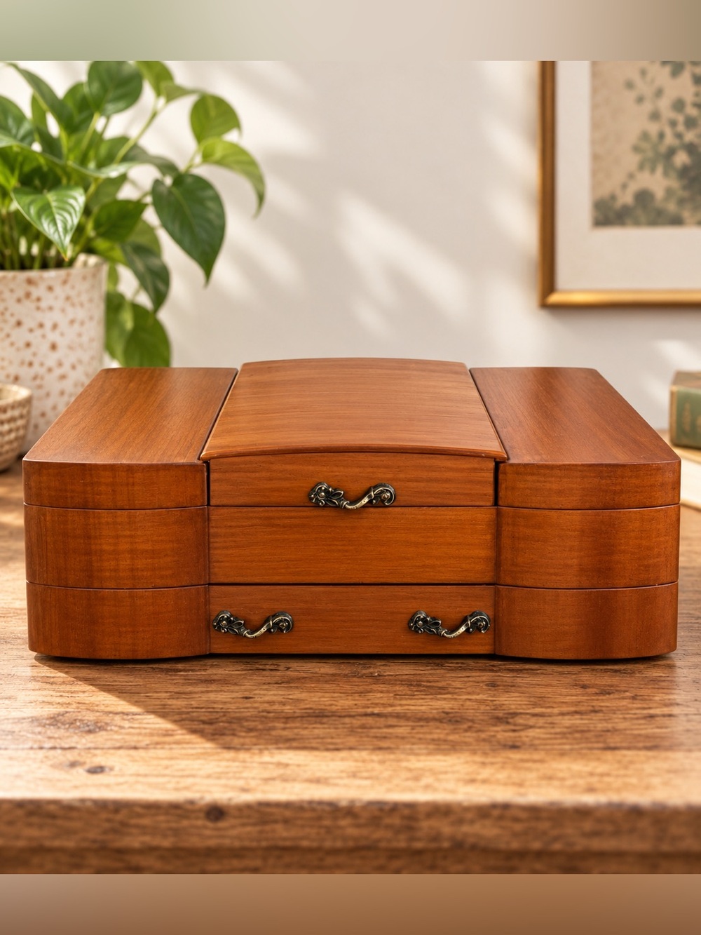 MCM Vintage Wooden Jewelry Box